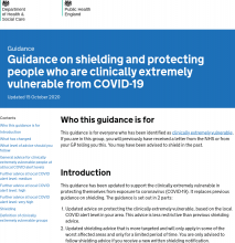 Guidance on shielding and protecting people who are clinically extremely vulnerable from COVID-19